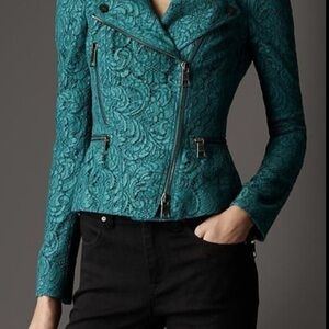 Authentic Burberry Teal Lace Women's Blazer